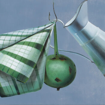 제목이 "ESCA - sospesi 16"인 미술작품 Nicoletta Bagatti로, 원작, 기름 나무 들것 프레임에 장착됨
