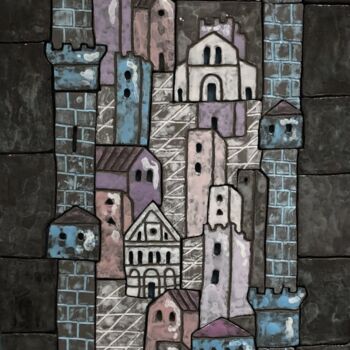 Sculpture titled "Medieval Pisa" by Nicoletta De Francesco, Original Artwork, Ceramics Mounted on Wood Panel