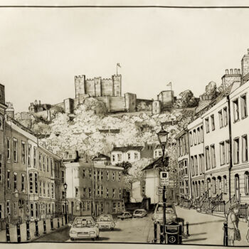 Desenho intitulada "Castle Street, Dover" por Nicoletta Raineri, Obras de arte originais, Tinta