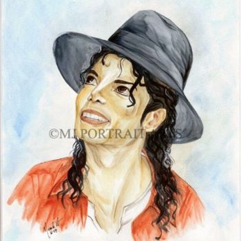 Ζωγραφική με τίτλο "Michael Jackson - K…" από Nicole Wang, Αυθεντικά έργα τέχνης, Λάδι