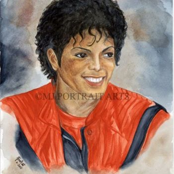 Pintura intitulada "Michael Jackson - T…" por Nicole Wang, Obras de arte originais, Óleo