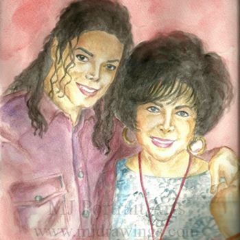Painting titled "Michael Jackson and…" by Nicole Wang, Original Artwork, Oil