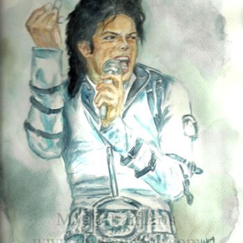 Malarstwo zatytułowany „Michael Jackson Bad…” autorstwa Nicole Wang, Oryginalna praca, Olej