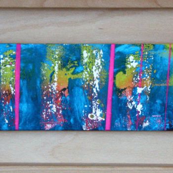 Painting titled "pink and blue no.1" by Nicole Wucherer, Original Artwork, Acrylic Mounted on Wood Panel