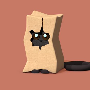 Arte digitale intitolato "Cat in Box" da Nico Krohn, Opera d'arte originale, Modellazione 3D