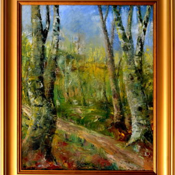 绘画 标题为“birch-forest-oil-on…” 由Niculae Adel, 原创艺术品, 油