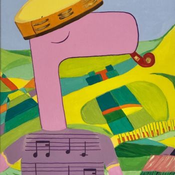 Painting titled "Musician Pinko" by Nida Acun, Original Artwork, Acrylic