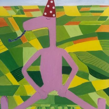 Painting titled "Pinko Birthday Party" by Nida Acun, Original Artwork, Acrylic