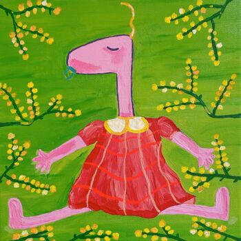 Ζωγραφική με τίτλο "Mimosa Pinko" από Nida Acun, Αυθεντικά έργα τέχνης, Ακρυλικό