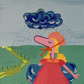 Pintura titulada "MY CLOUD" por Nida Acun, Obra de arte original, Acrílico Montado en Bastidor de camilla de madera