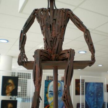 Sculpture intitulée "Le gardien" par Niels Jensen, Œuvre d'art originale, Métaux
