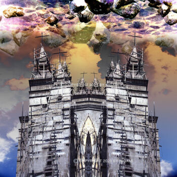 Photographie intitulée "Acht Kreuz Kirche" par Nigami, Œuvre d'art originale, Photographie manipulée