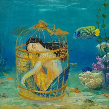 Pittura intitolato "Captivity" da Nigina Jumanazarova, Opera d'arte originale, Olio