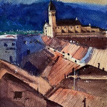 Painting titled "Sunny Italy" by Nihal Özdemir Köse, Original Artwork, Watercolor