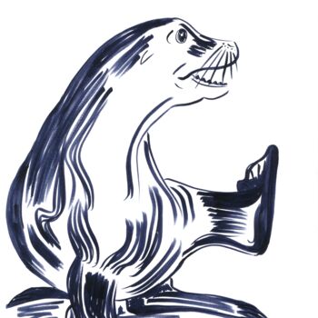 Dessin intitulée "Happy Seal" par Niina Niskanen, Œuvre d'art originale, Marqueur