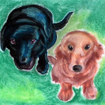 Desenho intitulada "Puppy Eyes" por Niina Niskanen, Obras de arte originais, Giz