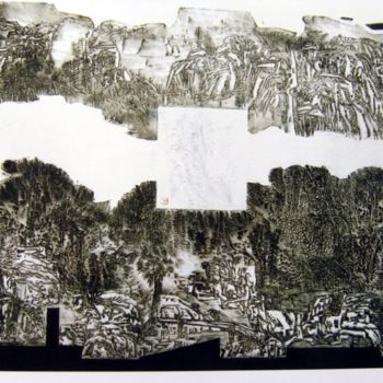 Prenten & gravures getiteld "寻访黄宾虹" door Jianming Ni, Origineel Kunstwerk, Lithografie