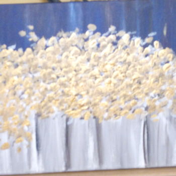 Painting titled "Pétales d'or" by Nicole Jolivet, Original Artwork, Acrylic Mounted on Wood Stretcher frame