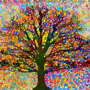 Peinture intitulée "FLOWER TREE 2 - NIK…" par Nik Tod, Œuvre d'art originale, Acrylique Monté sur Châssis en bois