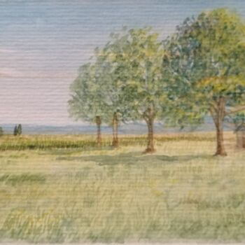 Painting titled "Paesaggio  estivo" by Nik, Original Artwork, Watercolor