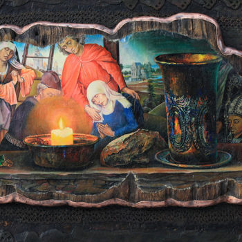 Painting titled "Holy Grail" by Sergey Lesnikov, Original Artwork, Oil