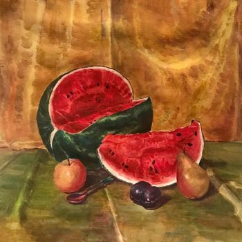 Painting titled "Autumn still life." by Nika Glushkova, Original Artwork, Watercolor