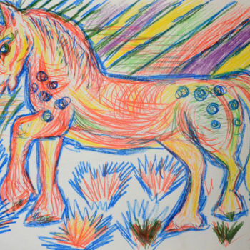 Drawing titled "Horse" by Nika Glushkova, Original Artwork, Pencil