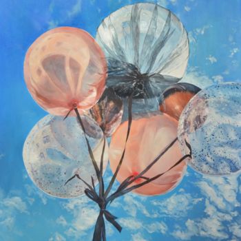 Peinture intitulée "Balloons series #4" par Nika Glushkova, Œuvre d'art originale, Huile Monté sur Châssis en bois