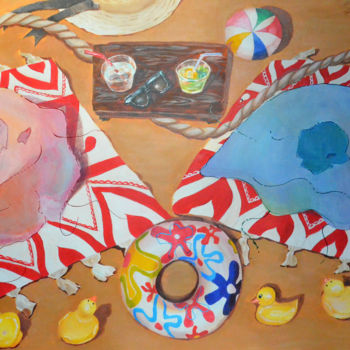 绘画 标题为“Chuchki on vacation” 由Nika Glushkova, 原创艺术品, 丙烯 安装在木质担架架上