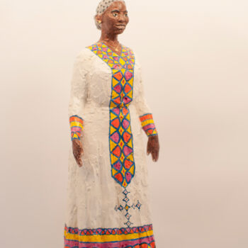 Scultura intitolato "Ethiopian woman" da Veronika Bernard, Opera d'arte originale, Gesso Montato su Metallo