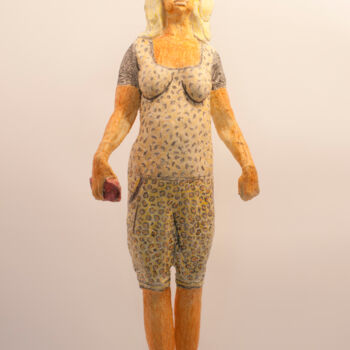 Sculpture titled "woman in leopard pr…" by Veronika Bernard, Original Artwork, Plaster