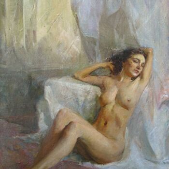 Malerei mit dem Titel "Nude" von Nika Gabunia (nikagabunia), Original-Kunstwerk, Öl