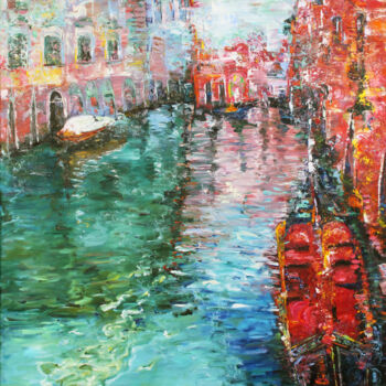 Peinture intitulée "Summer Venice, abst…" par Nika Mayer, Œuvre d'art originale, Huile