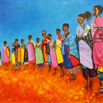Pittura intitolato "Colorful Africa, br…" da Nika Mayer, Opera d'arte originale, Olio