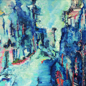 Ζωγραφική με τίτλο "Dreamy Venice, cana…" από Nika Mayer, Αυθεντικά έργα τέχνης, Λάδι Τοποθετήθηκε στο Ξύλινο φορείο σκελετό