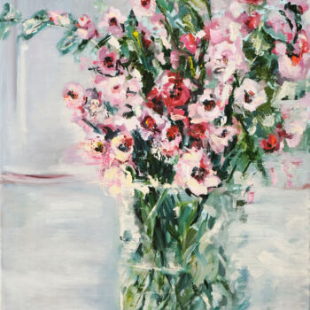Peinture intitulée "Flowers in a glass…" par Nika Mayer, Œuvre d'art originale, Huile Monté sur Châssis en bois