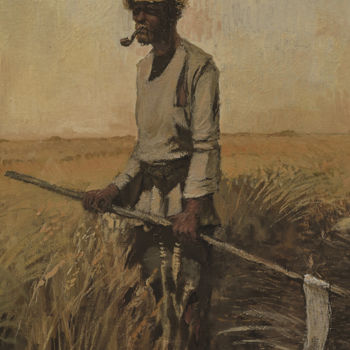 Painting titled "Mower" by Nik Ableev, Original Artwork, Oil