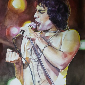Peinture intitulée "Freddie Mercury" par Veronika Simakhina, Œuvre d'art originale, Aquarelle