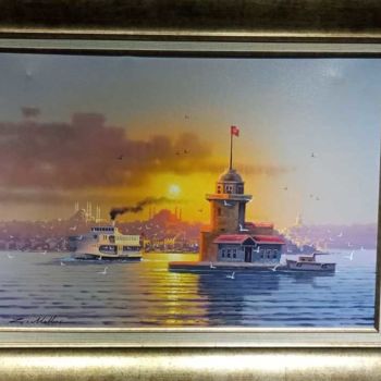 제목이 "İstanbul kız kulesi"인 미술작품 Nikea Art Gallery Sanat Galerisi로, 원작, 에어 브러시