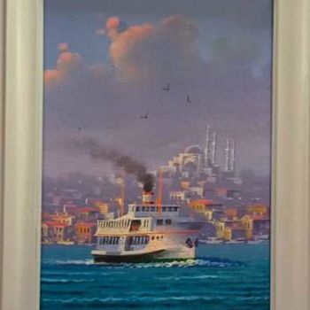 Peinture intitulée "İstanbul vapuru" par Nikea Art Gallery Sanat Galerisi, Œuvre d'art originale, Aérographe
