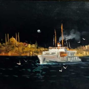 Malerei mit dem Titel "Adalara yolculuk" von Nikea Art Gallery Sanat Galerisi, Original-Kunstwerk, Airbrush