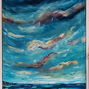 Painting titled "Infinite Sky" by Niki Purcell, Original Artwork, Oil Mounted on Wood Stretcher frame