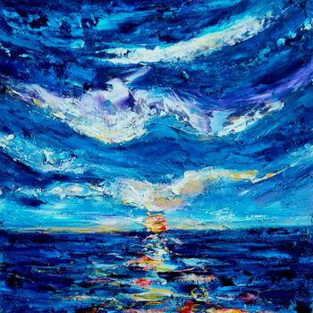 Painting titled "Moonlight Dance" by Niki Purcell, Original Artwork, Oil Mounted on Cardboard