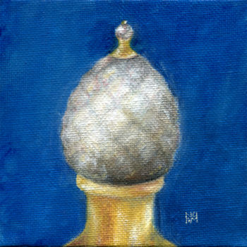 Painting titled "Pearl Carving on bl…" by Ekaterina Nikidis, Original Artwork, Acrylic Mounted on Cardboard