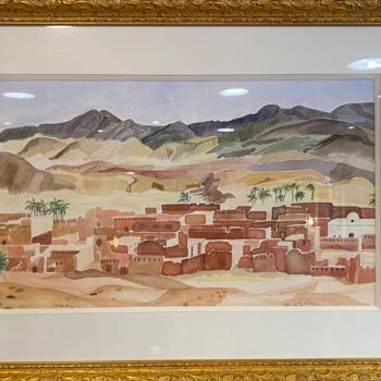 Painting titled "Haut atlas" by Nikita Bm, Original Artwork, Watercolor Mounted on Wood Stretcher frame