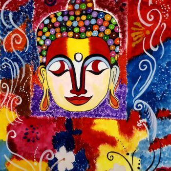 Painting titled "Artistic buddha." by Nikita Nandakumar, Original Artwork, Pastel