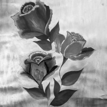 Painting titled "Black and white ros…" by Nikita Nandakumar, Original Artwork, Acrylic