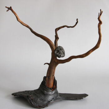 Sculpture intitulée "Nightingale the Rob…" par Nikita Nef, Œuvre d'art originale, Bois