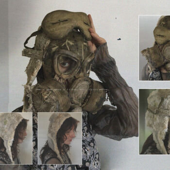 Scultura intitolato "PMK-2 gas mask x fi…" da Nikita Savchuk, Opera d'arte originale, Olio