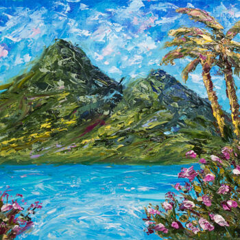 Pintura intitulada "Hawaii Palm Beach" por Nikita Van Chagov, Obras de arte originais, Óleo